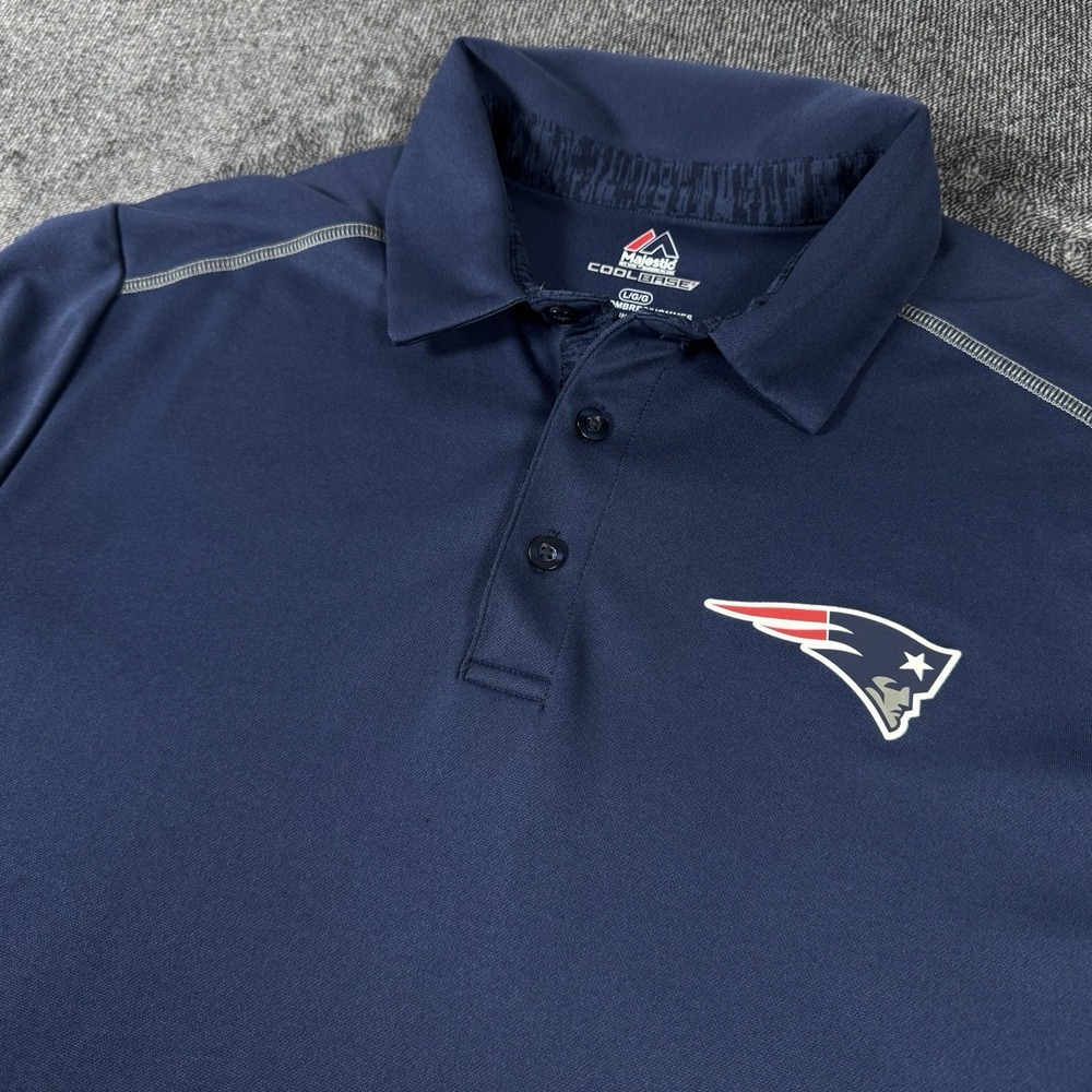 Majestic Cool Base New England‎ Patriots Polo Mens Large NFL Golf Shirt Logo